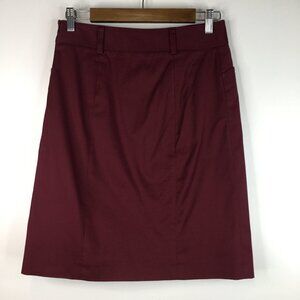 J Crew Stretch Burgundy Pencil Skirt Size 2
